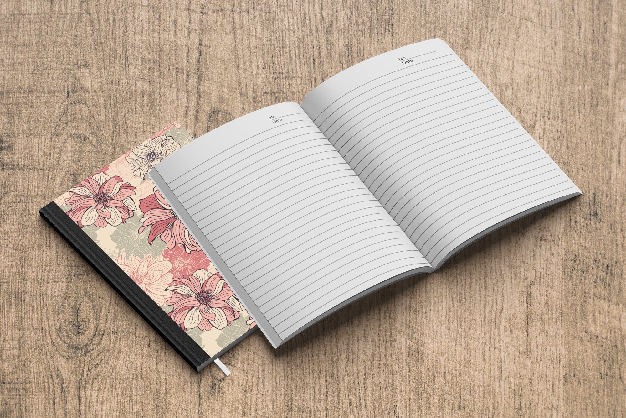 MuchoWow Notizbuch Muster - Blume 98 A5, Tagebuch, Merkzettel, Notizheft, 20s, Journal, - Seiten, Design - Jahre Haushaltsbuch