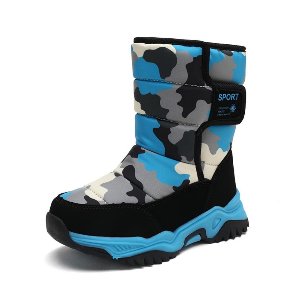 HUSKSWARE Snowboots (ittelhohe Kinderstiefel Schneestiefe, warm halten, rutschfest, Vlies) Winterkinder-Sneaker, warme Baumwollschuhe blau