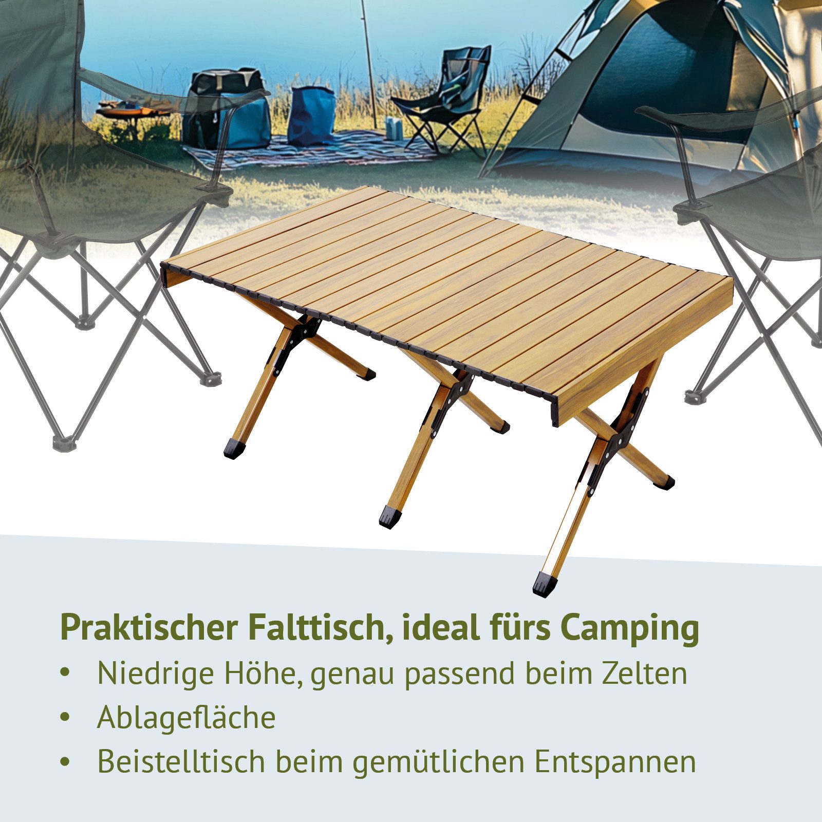JAWINIO Campingtisch, Tischplatte abnehmbar, Holzoptik, Aluminium, günstig online kaufen