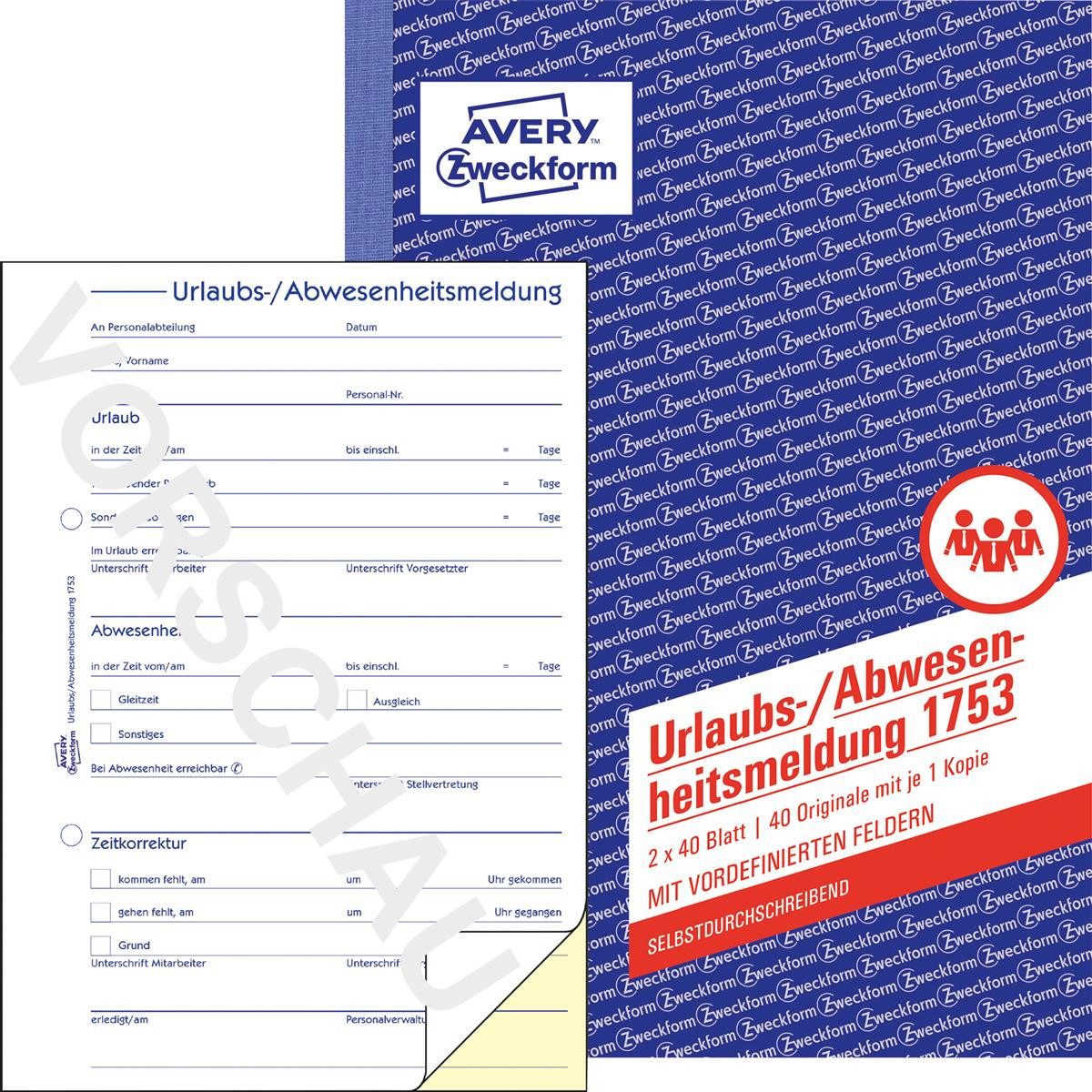 Formularblock AVERY Zweckform Formularbuch "Urlaubs-/Abwesenheitsmeldung"