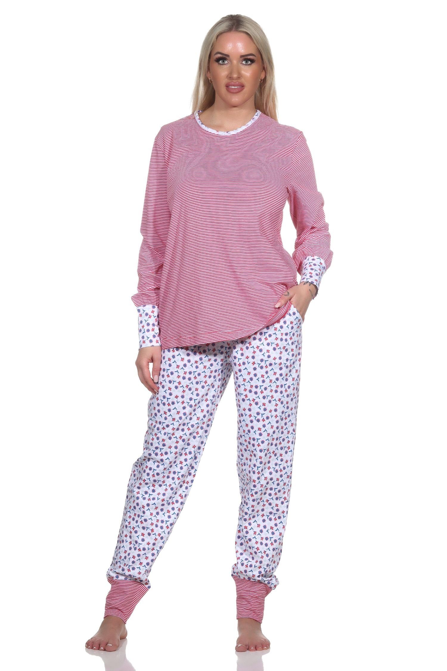 Comtessa Damen Schlafanzug Langarm | 100% Baumwolle | Farbe Beere