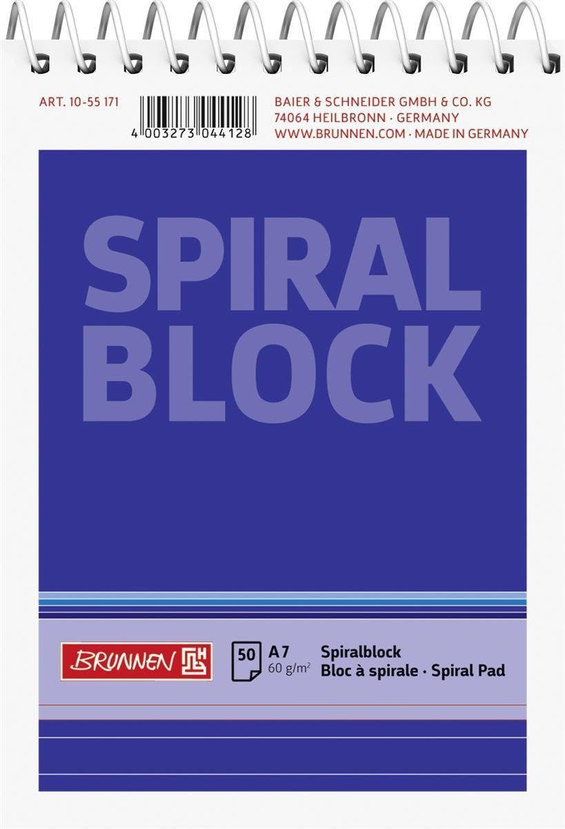 BRUNNEN Collegeblock BRUNNEN 1055171 Spiralnotizblock A7 liniert Deckblatt: blau