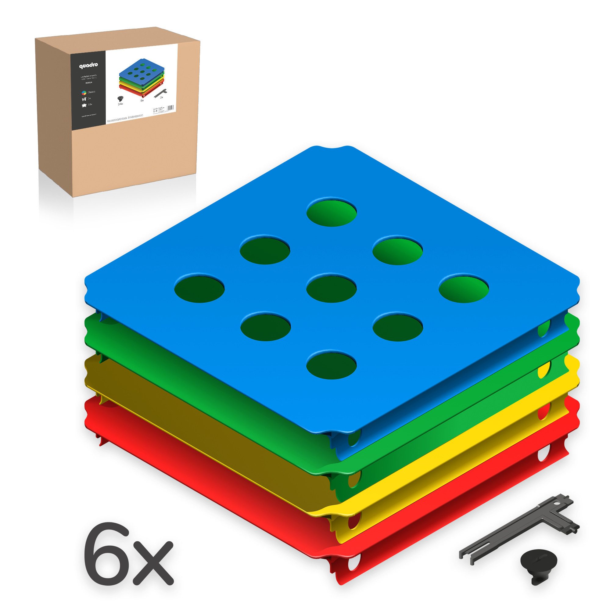 QUADRO Spielturm-Erweiterung Lochplattenset L, (Montessori-inspiriertes Erweiterungsset, Ergänzung zu jedem Quadro Baukasten), Modulare Erweiterung, ab 6 Monaten, Made in Germany, UV-stabil
