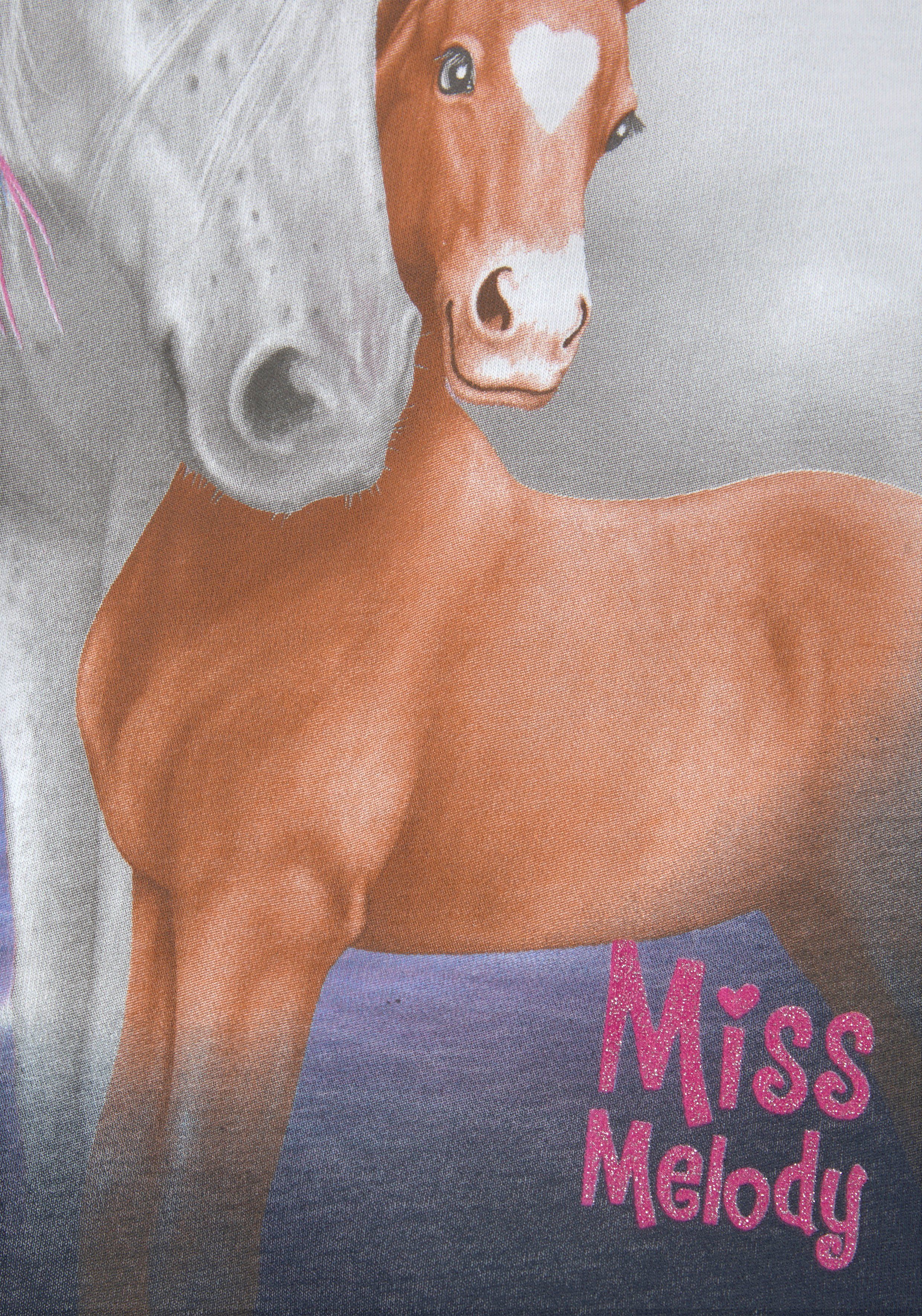 Miss Melody & mit Leggings tollen Pferdedrucken Langarmshirt (Set, 2-tlg)
