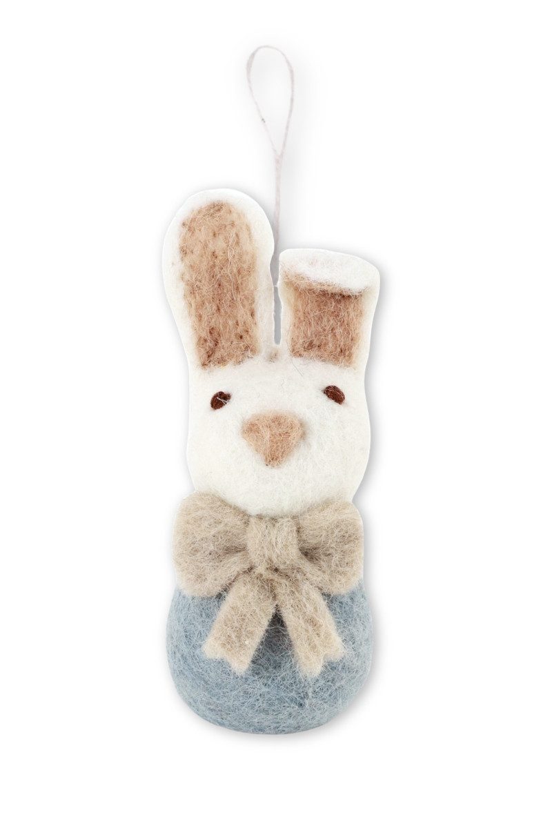 Gry & Sif Hängedekoration Filzanhänger OSTERHASE - grün, weiß, hellblau, lavender
