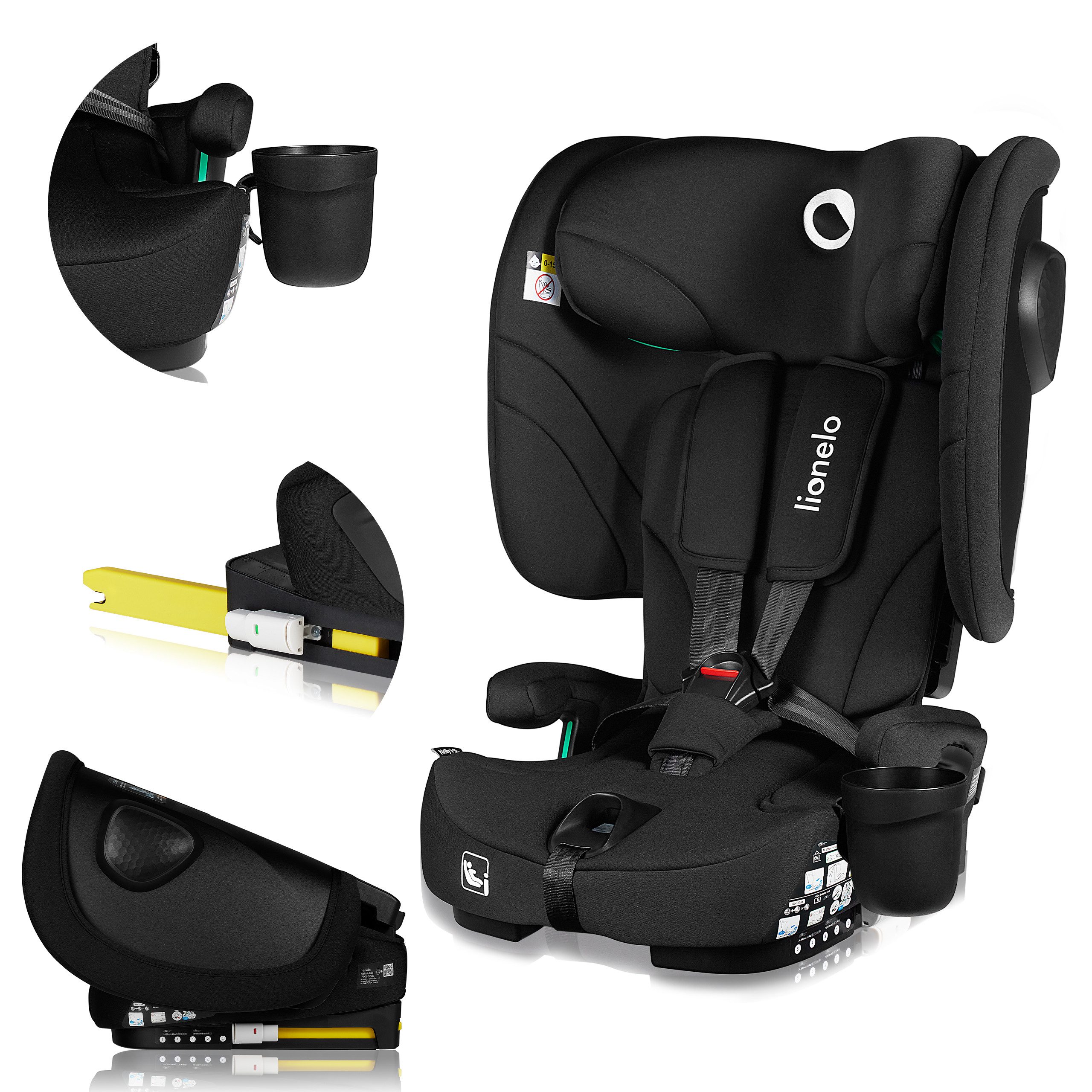 lionelo Autokindersitz NELLY I-SIZE, ab: ab Geburt, bis: 36 Monaten, ab: 76 cm, bis: 150 cm, (Set), Verstellbare Kopfstütze/4 Neigungspositionen/Reduziereinsatz