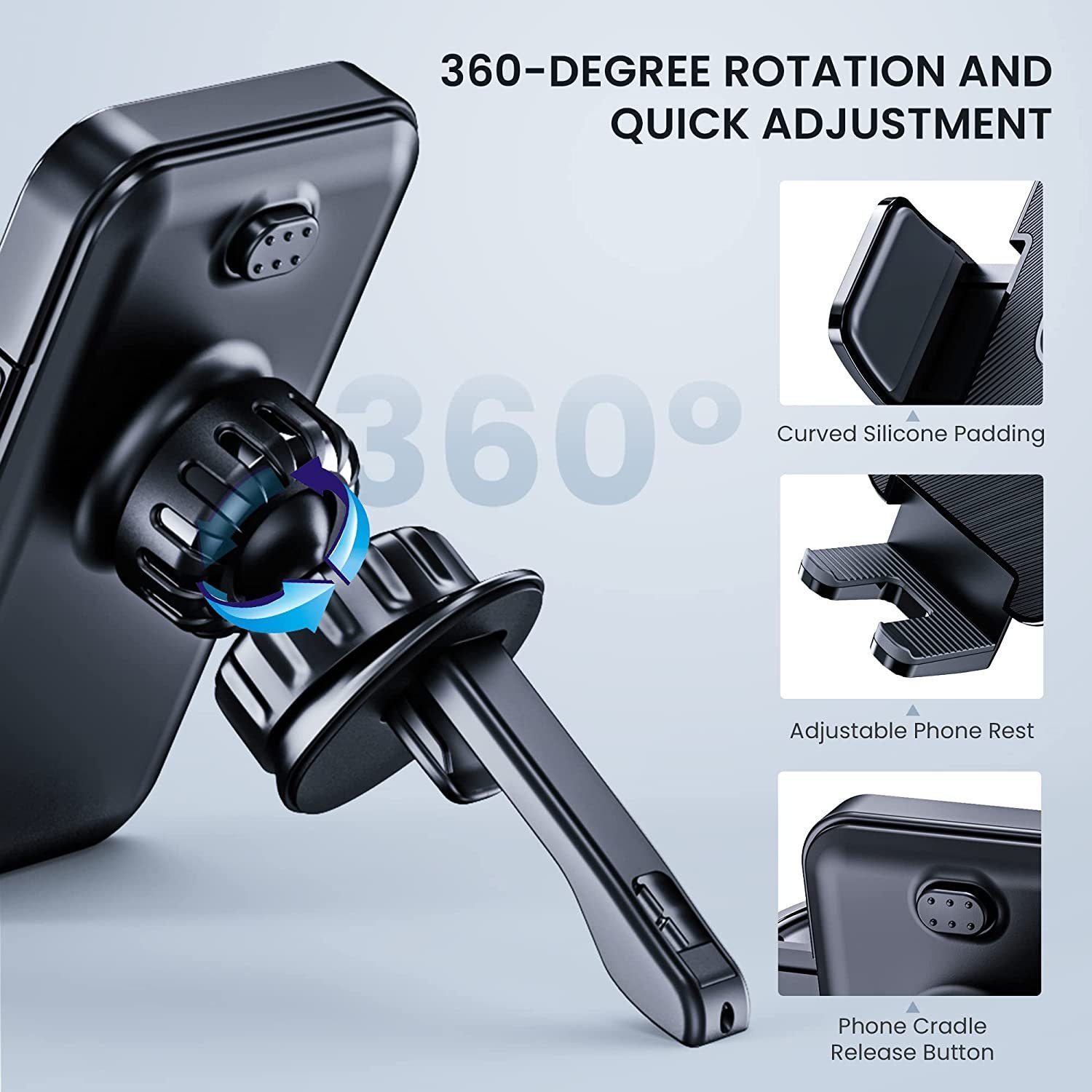 MORRENT Handy-Halterung Handyhalter Auto 360° Drehbar Auto Lüftung Kfz-Handyhalterung, (premium qualität) – Bild 4 von 5