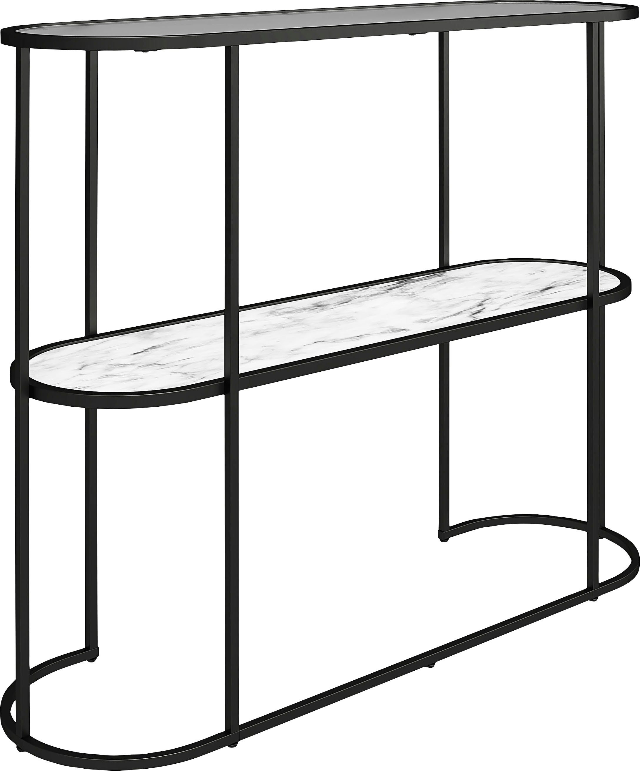 aus Konsolentisch FSC®- geriffeltem Tischplatte Höhe Holz, Dorel cm mit Glas, Home 82 (1-St), Moon