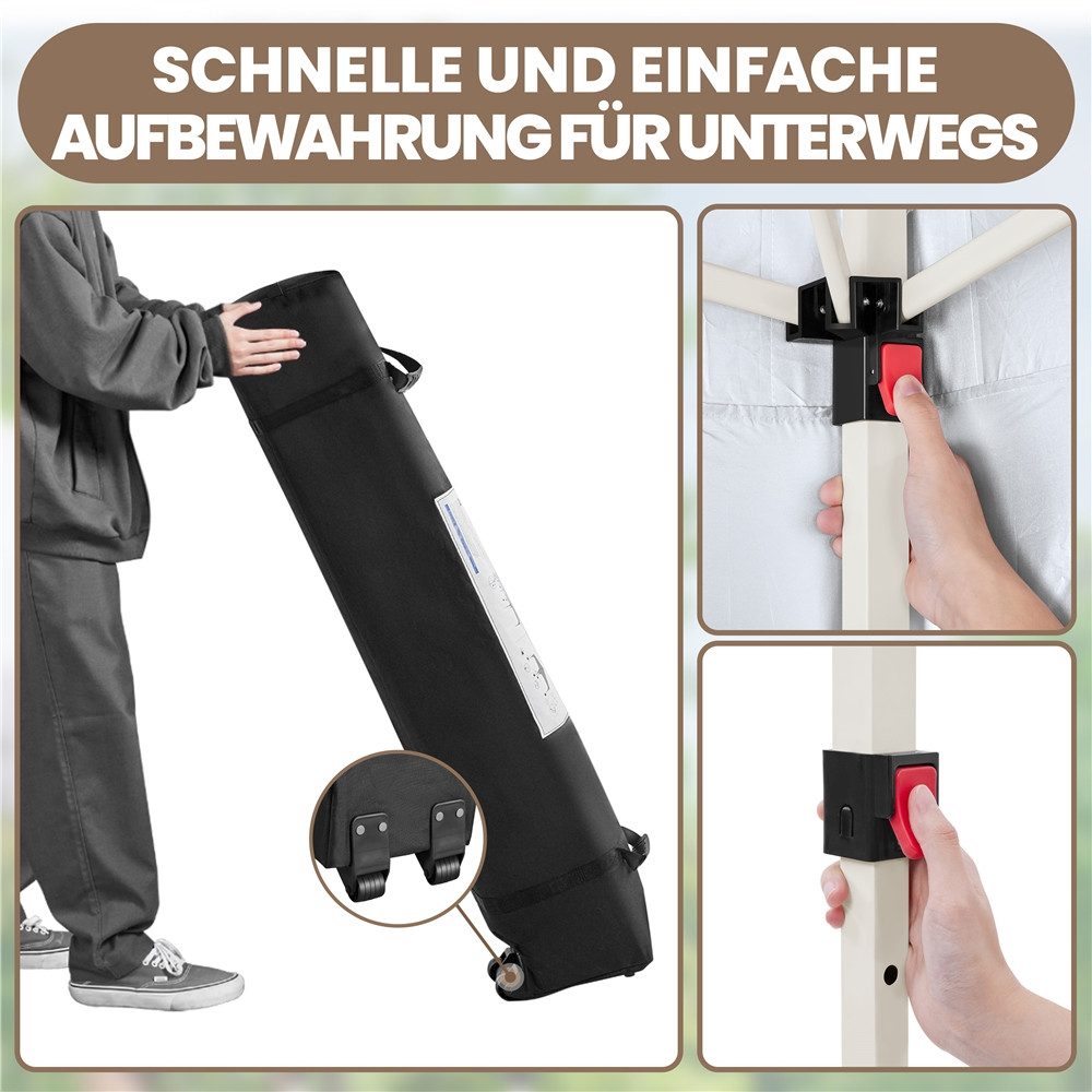 Yaheetech Faltpavillon Großzügiges Campingzelt mit einer Tragetasche 2,4x2,4m / 3x3m, mit 0 Seitenteilen, Gartenpavillon höhenverstellbar für Garten/Hof/Park/Ma – Bild 5 von 5