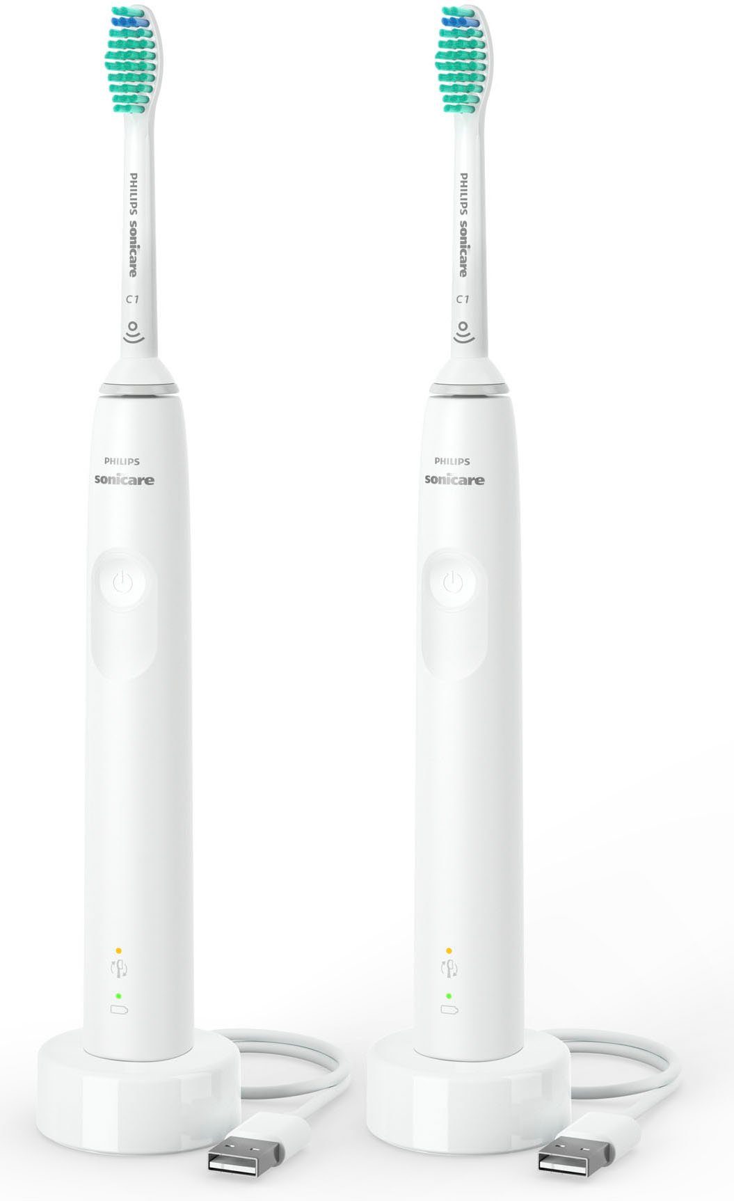 Philips Sonicare Elektrische Zahnbürste Series 3100 HX3675/13, Aufsteckbürsten: 2 St., Doppelpack, mit 4-Quadranten-Timer und 2-Minuten-Timer