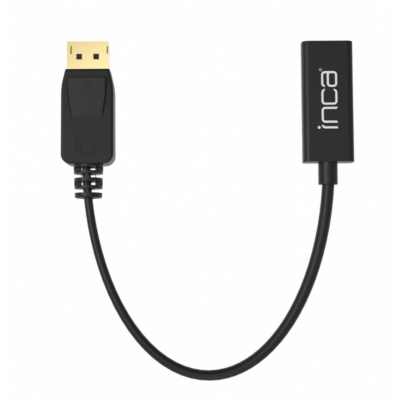 INCA IDTH-05 Konverterkabel, DisplayPort-Stecker, HDMI-Buchse, 4K DisplayPort-auf-HDMI-Konverter mit 20 cm Kabel