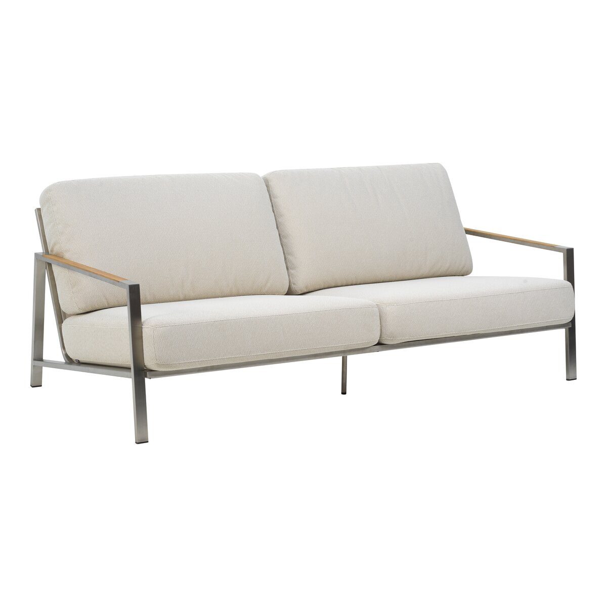 Brafab Gartensofa, Armlehnen mit Teakholzelemente, Edelstahlgestell, bequeme Kissen