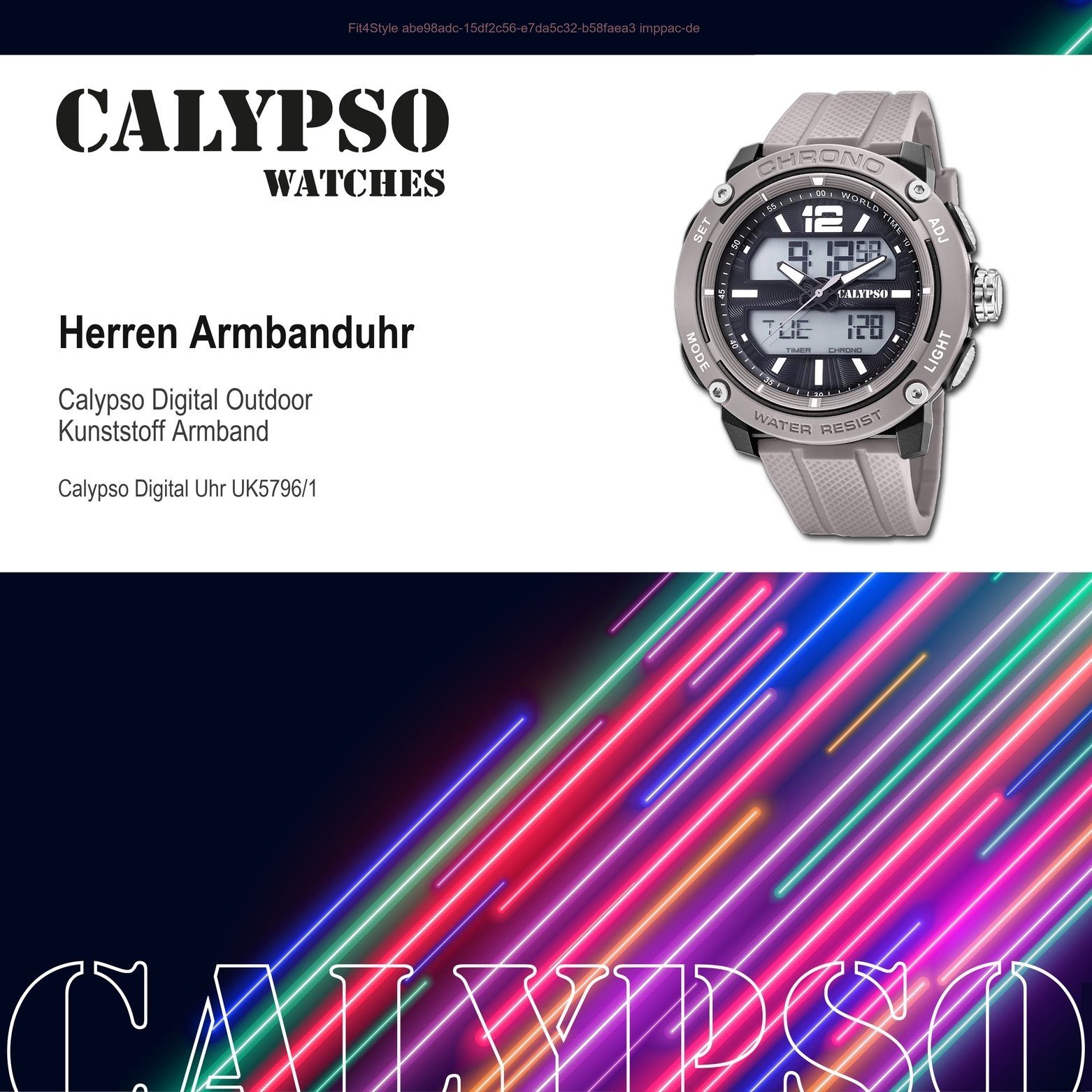rund, grau, Kunststoffarmband Analog-Digital, WATCHES Herren Calypso Herren Digitaluhr Armbanduhr Uhr CALYPSO Outdoor