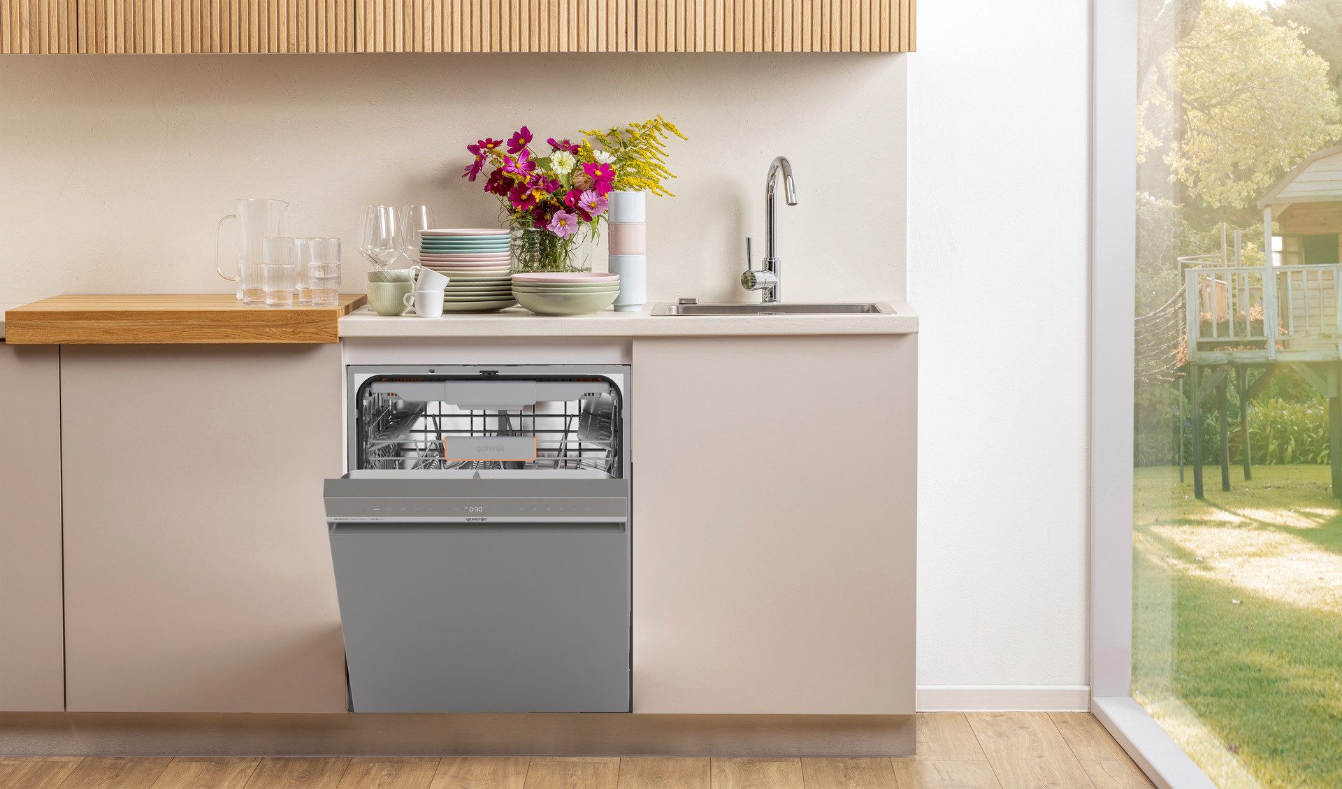 GORENJE Unterbaugeschirrspüler GU663C95X, 9,4 l, 16 Maßgedecke, 16 Maßgedecke, auto. Türöffnung, Besteckschublade
