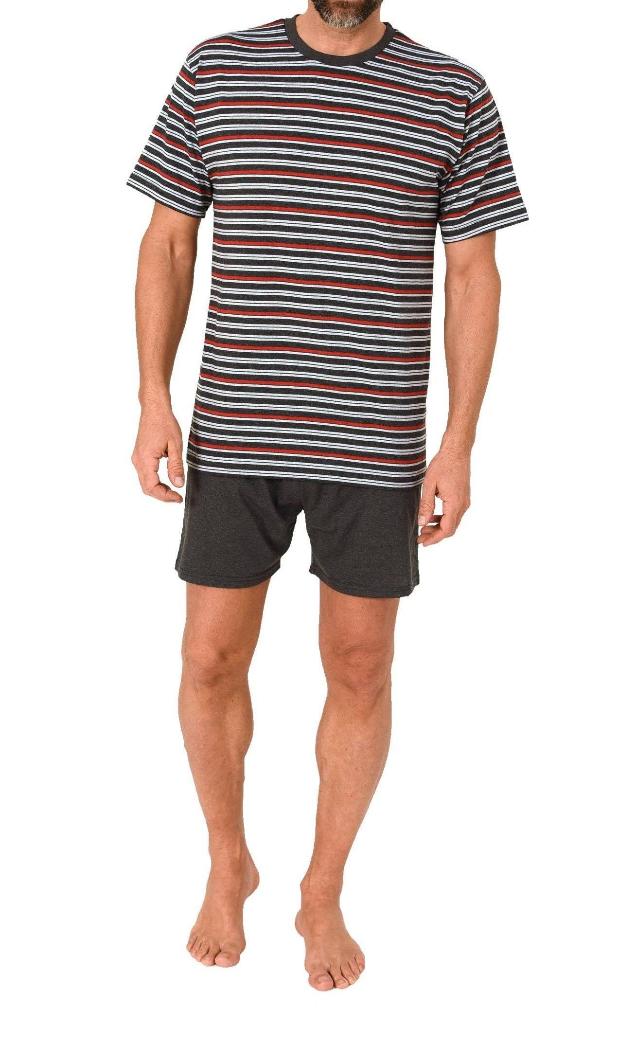 Pyjama Normann Herren kurzarm Schlafanzug Shorty Pyjama in Streifenoptik