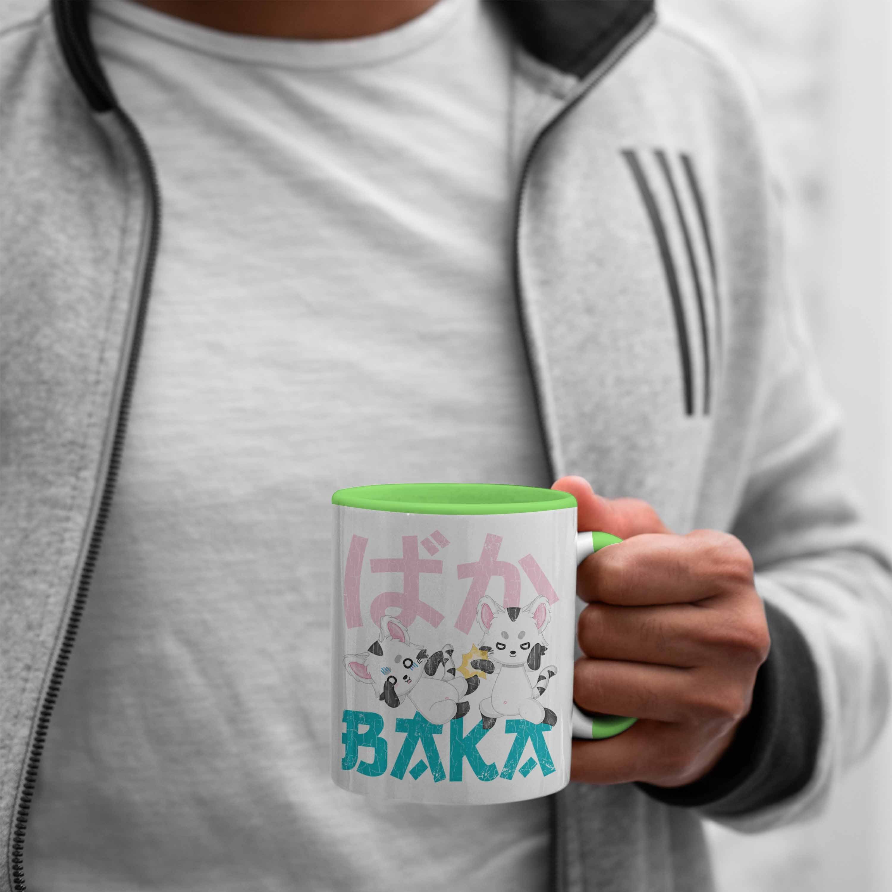 Trendation Tasse Trendation Anme Geschenk Spruch Baka Anime Tasse - Fan Grün Kaffeetasse Geschenke Deko