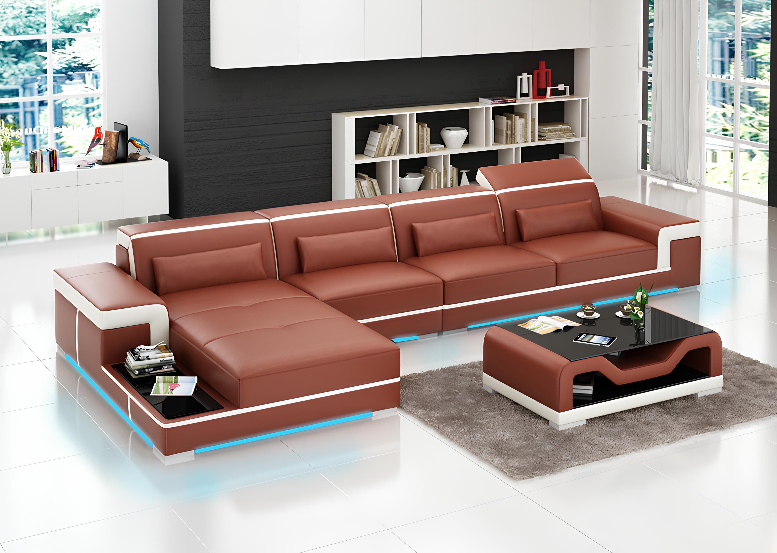 Ecksofa Ledersofa Eckcouch mit modernem Design G8020C