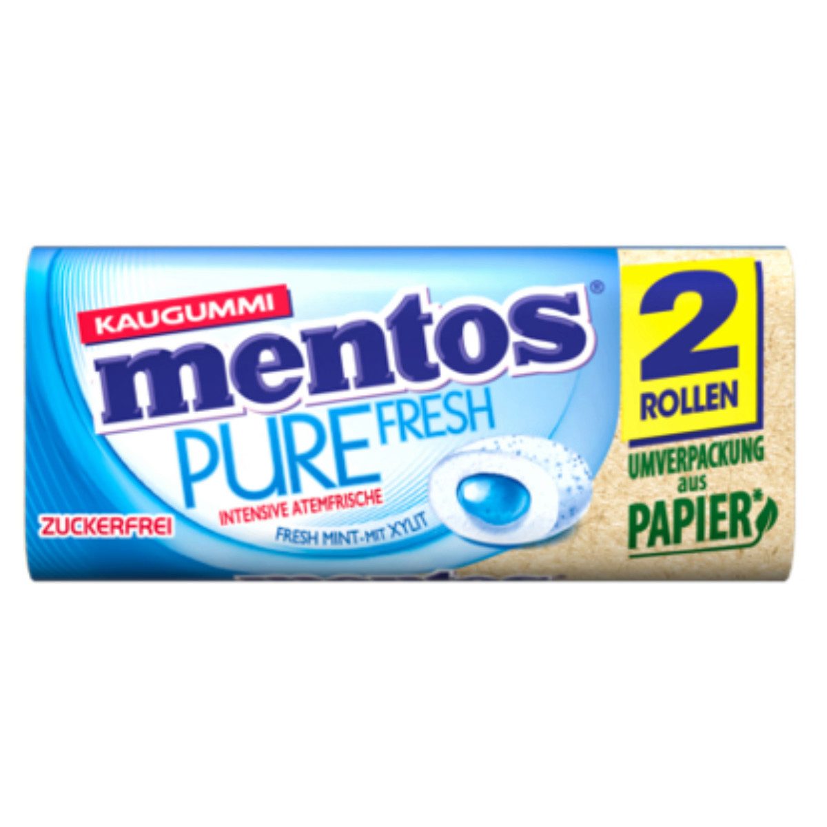 MENTOS Süßigkeit, mentos Pure Fresh Duo Mint zuckerfrei mit flüssigem Kern 31g
