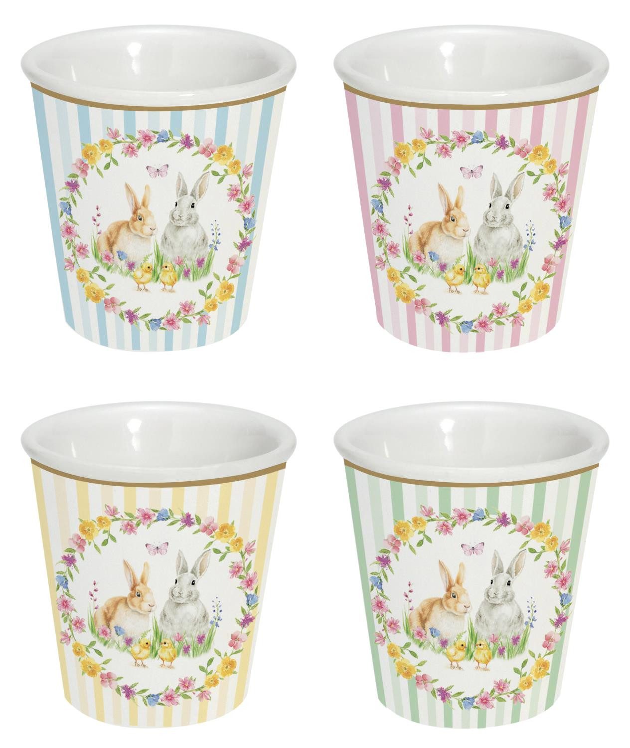 EasyLife Tasse Happy Easter, Porzellan, Höhe: 6.5cm, Farbe: Mehrfarbig, Motiv: Ostern