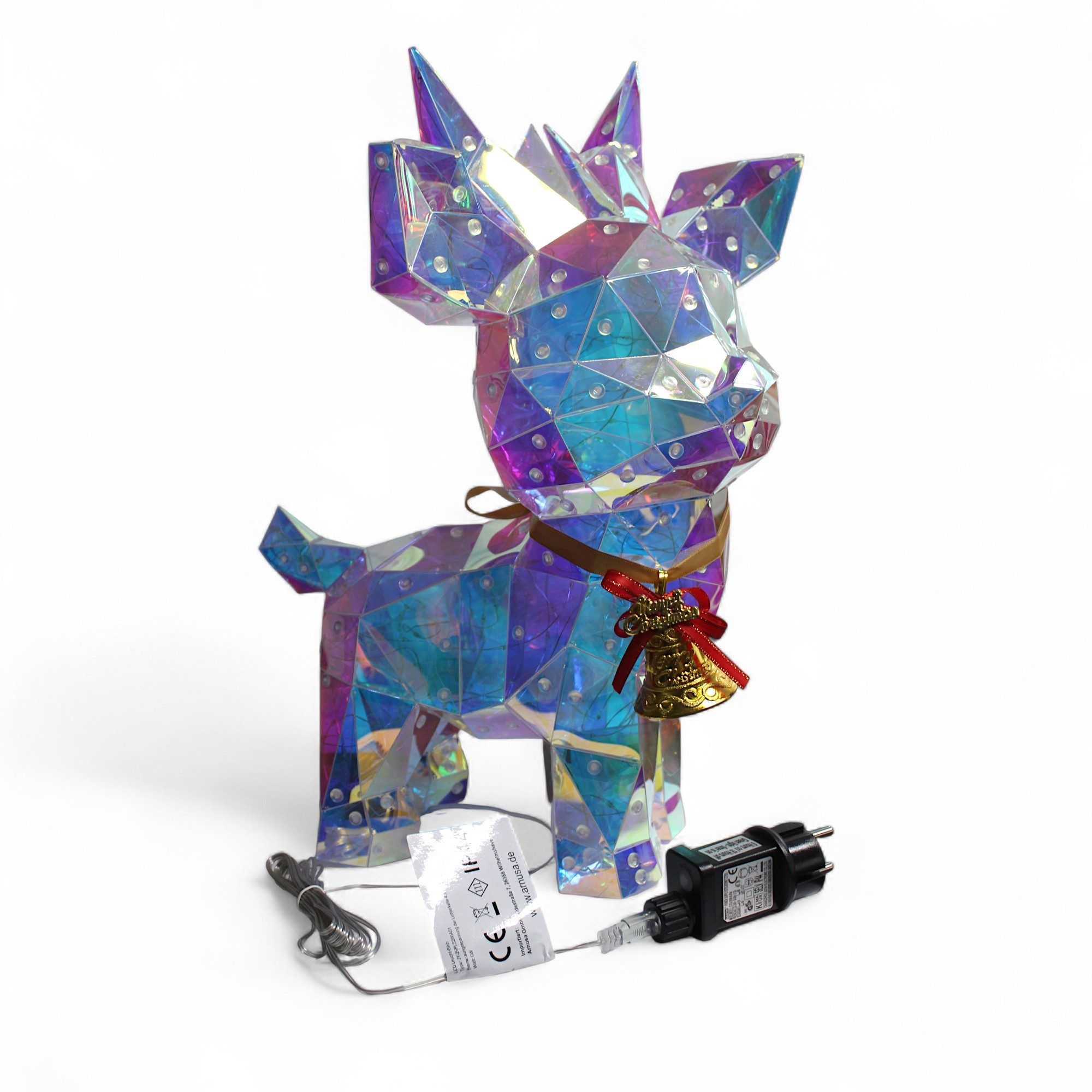 Arnusa Weihnachtsfigur Beleuchtetes Rentier LED Kristall-Optik günstig online kaufen