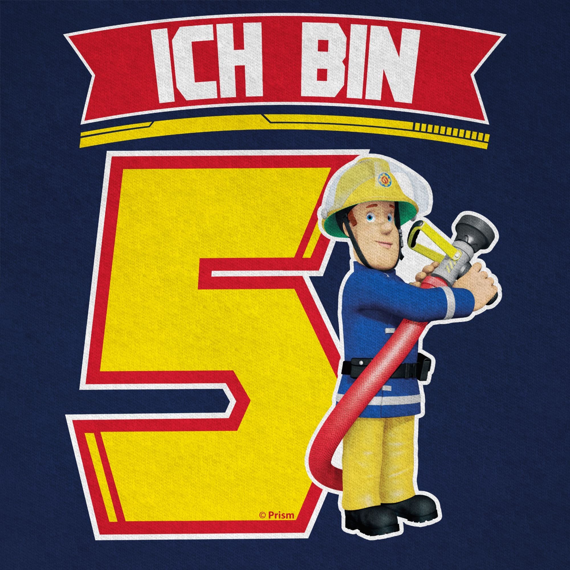 Sam Feuerwehrmann Jungen Sam bin - Dunkelblau 03 5 Shirtracer Ich T-Shirt