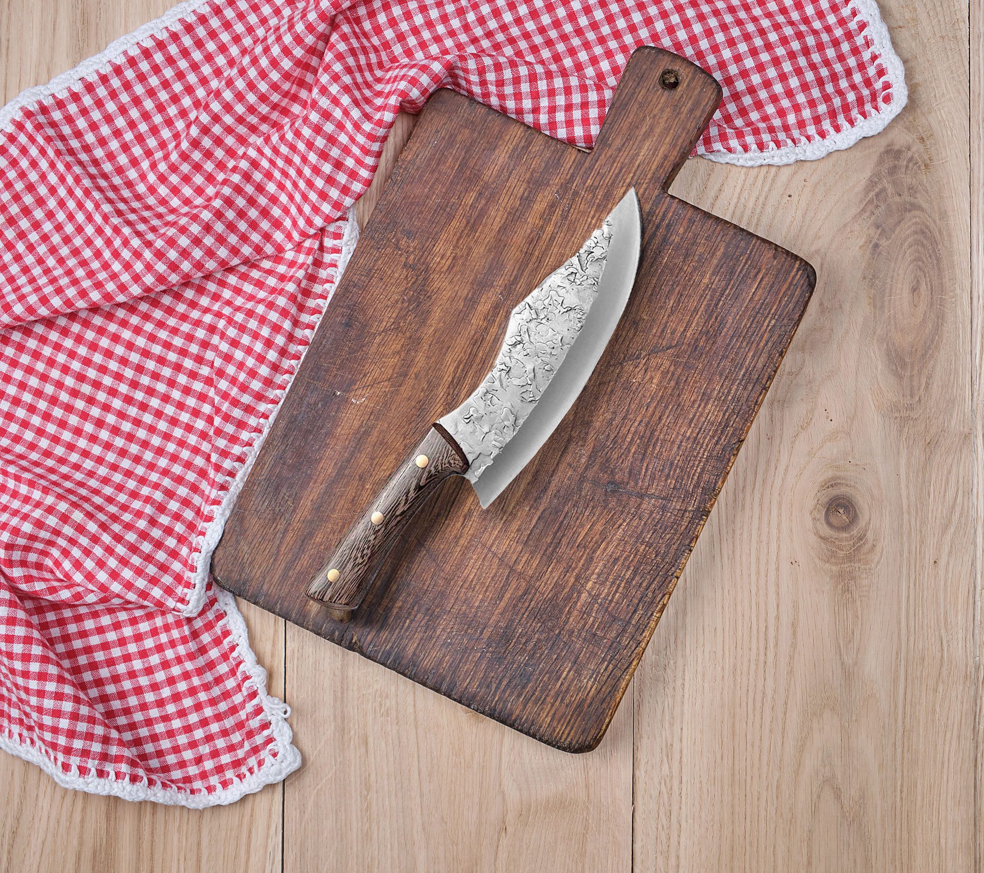 Muxel Asiamesser Kleines Hackmesser mit Hammerschlag – Klein, Kraftvoll, Unverzichtbar, gebogene extra scharfe Klinge