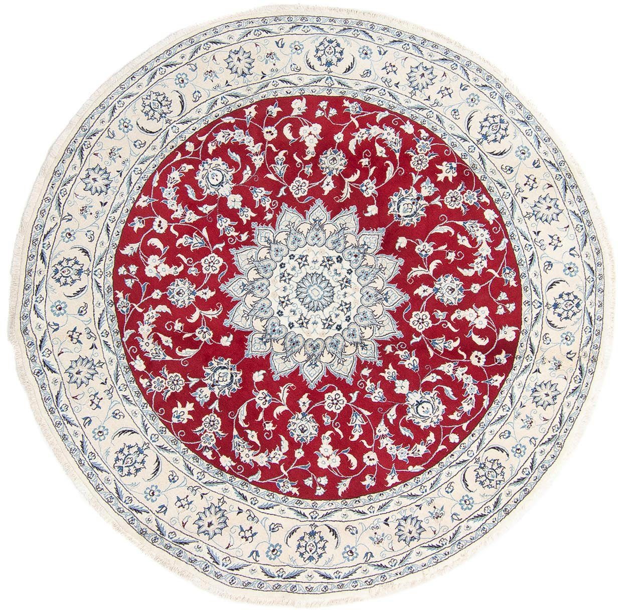 morgenland, 250 cm, 10 Wollteppich scuro mit Rosso 250 Höhe: x Unikat Medaillon Zertifikat rund, mm, Nain
