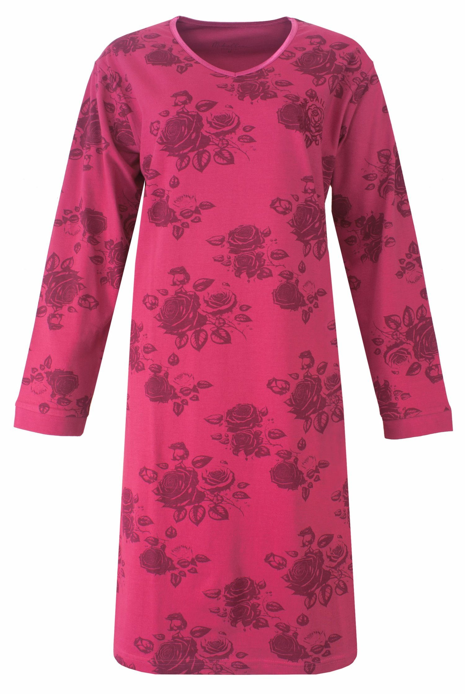 Medaillon Nachthemd Damen Schlafshirt Langarm (1-tlg) Baumwolle