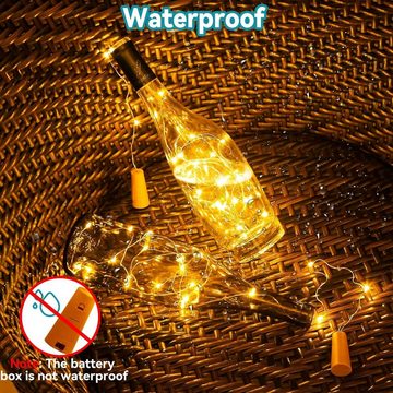 Alster Herz LED-Lichterkette 10 Flaschenlicht Batterie, Flaschenlichterkette Korken 2M 20LED E0399, Deko für DIY, Party, Hochzeit, Weihnachten