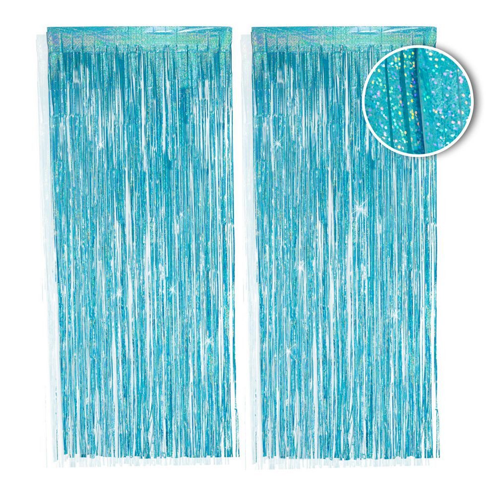 PHENO FLAGS Flagge 2 Stück Lametta Vorhang - Deko, Lametta Girlande für Ihre Party, Funkelnden Metallic-Look