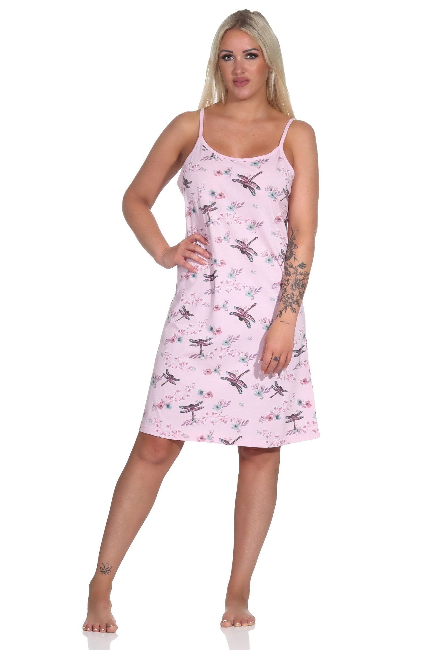 Normann Nachthemd Sommerliches Damen Spaghetti Nachthemd von Normann, florales Design rosa