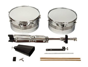 XDrum Timbale Timbales Set inkl. Cowbell, 3-St., Inklusive Dämpferset, Stativ und Timbale-Sticks, Kessel aus Edelstahl, Hochwertige Felle