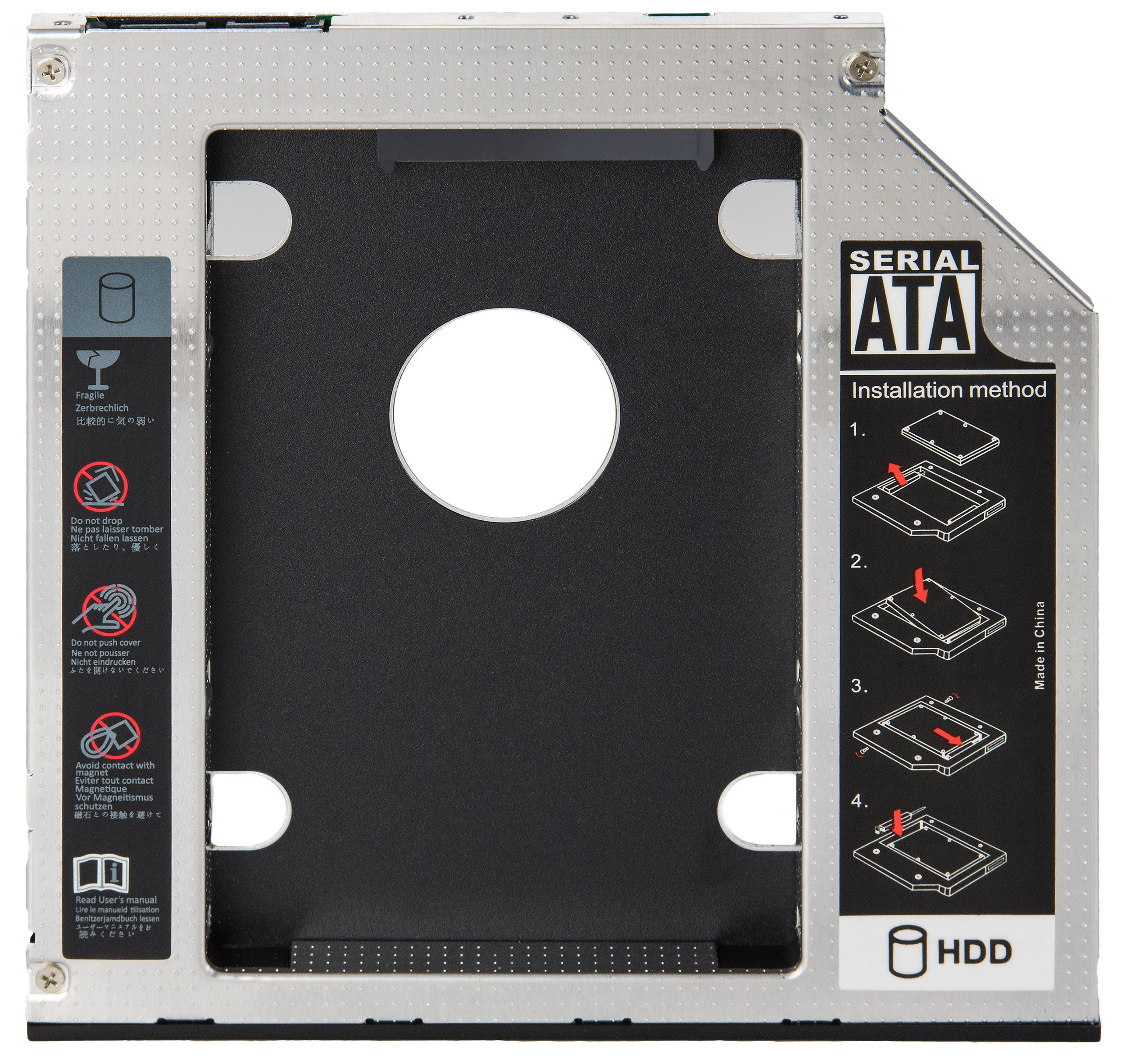 Poppstar Festplatten-Einbaurahmen Notebook Laufwerksrahmen/Laufwerksschacht für SSD/HDD, Höhe 12,7mm - Laufwerk Caddy für 2,5" SSD/HDDs von 7mm bis 12,5mm