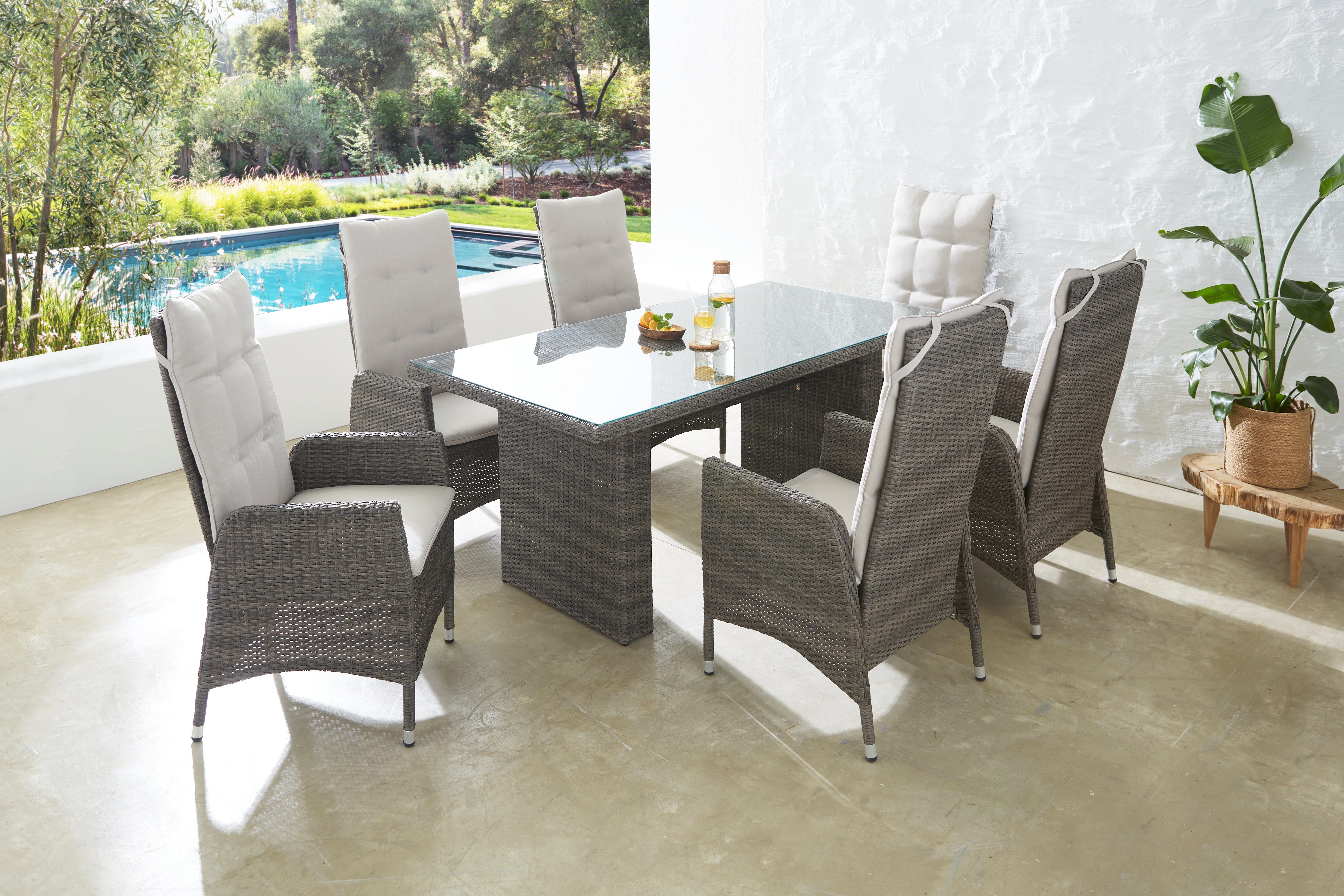 KONIFERA Garten-Essgruppe Casablanca, (Set, 7-tlg., 6x Sessel, 1x Tisch 180 günstig online kaufen