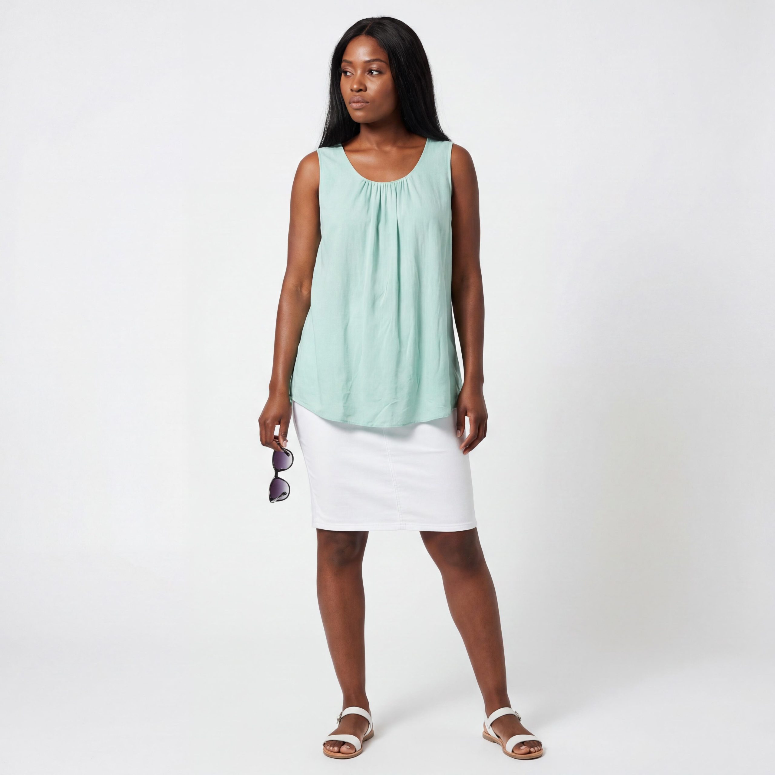 OriginalYou Trägertop Damen Long Top Sommer Oberteil ärmelloses Strandshirt mit Innentop für blickdichten Tragekomfort, erhältlich von 36-50 – Bild 3 von 5