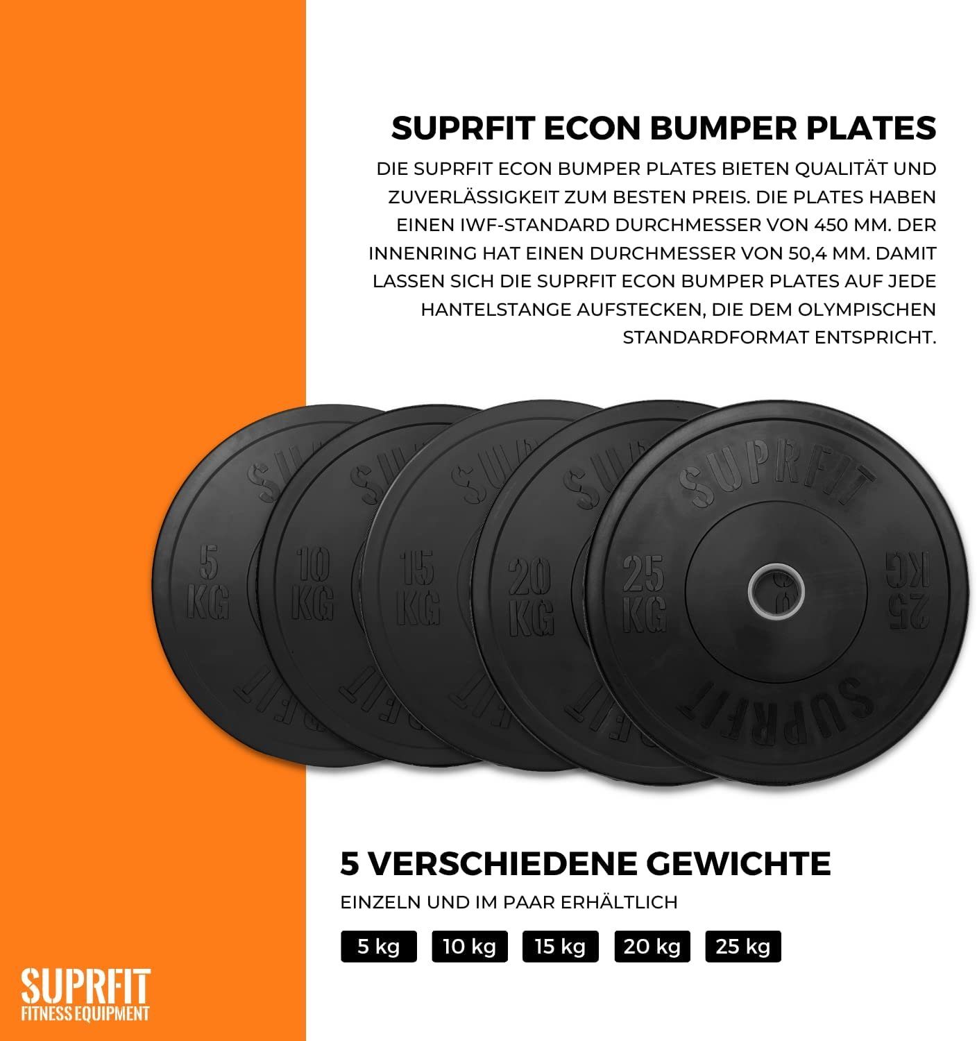 kg, Gummierte Fitness (1-tlg) SUPRFIT Plates, Hantelscheiben Bumper SF 15