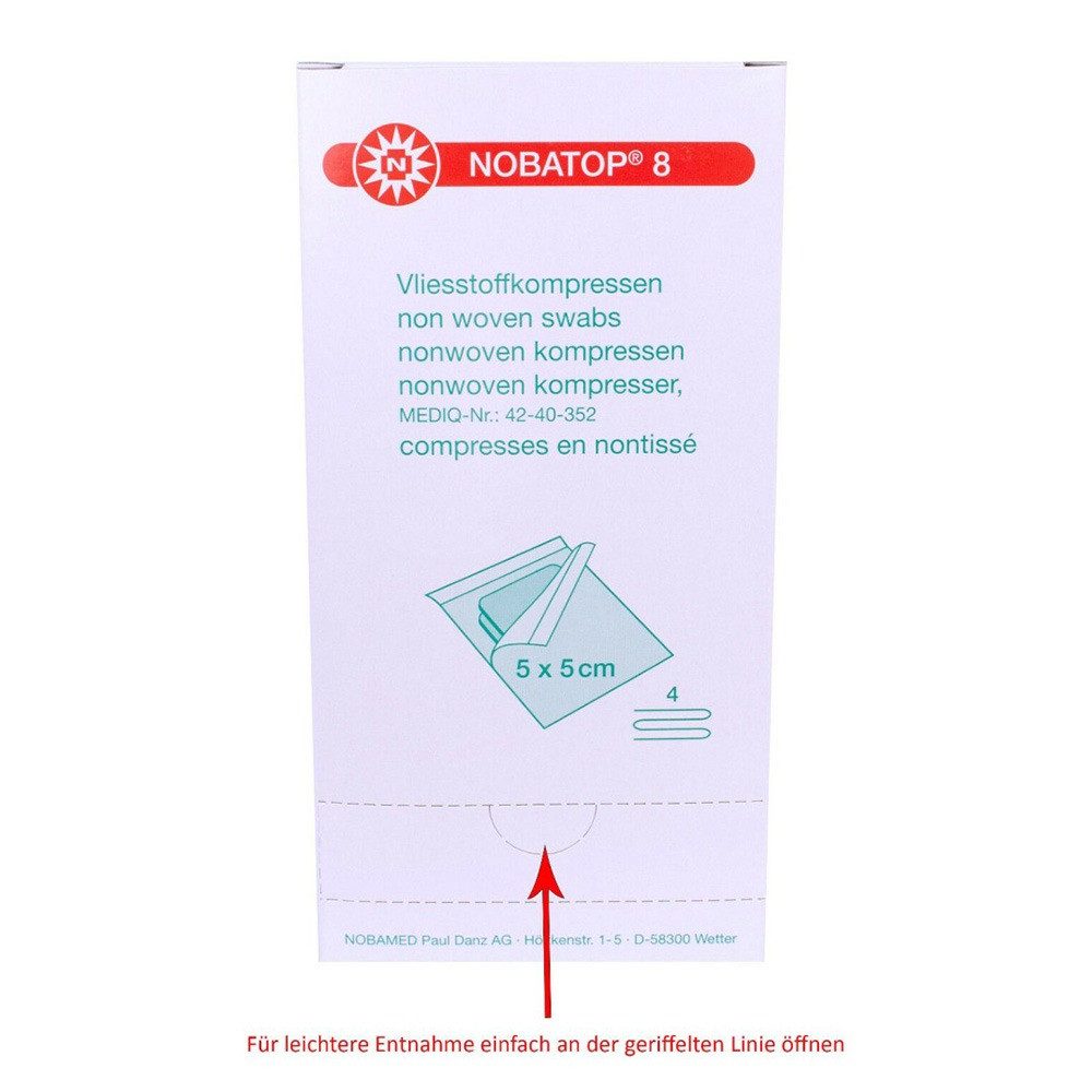 Nobamed Fixierpflaster Nobatop-steril 8 à 2 Vliesstoffkompressen, steril, 50 x 2 = 100 Stück (100-St)