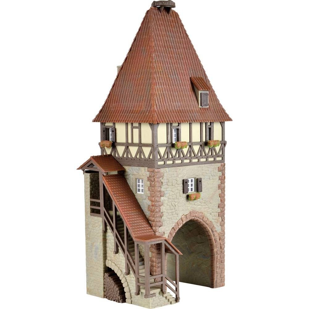Modelleisenbahn-Gebäude H0 Fachwerkturm mit Tor
