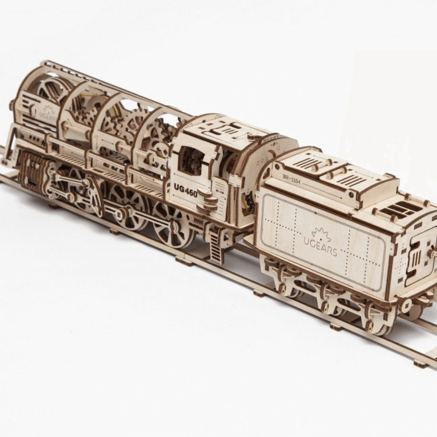 UGEARS Puzzle Ugears Dampflokomotive mit Tender Mechanisches Holzpuzzle, 443 Puzzleteile