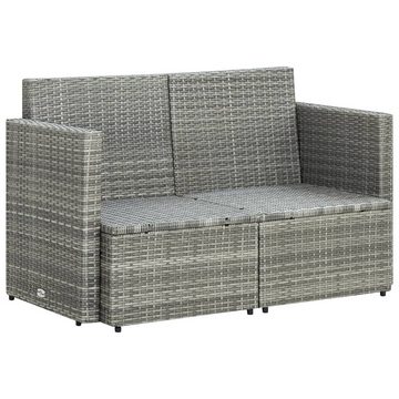 vidaXL Loungesofa 2-Sitzer-Gartensofa mit Auflagen Grau Poly Rattan, 1 Teile