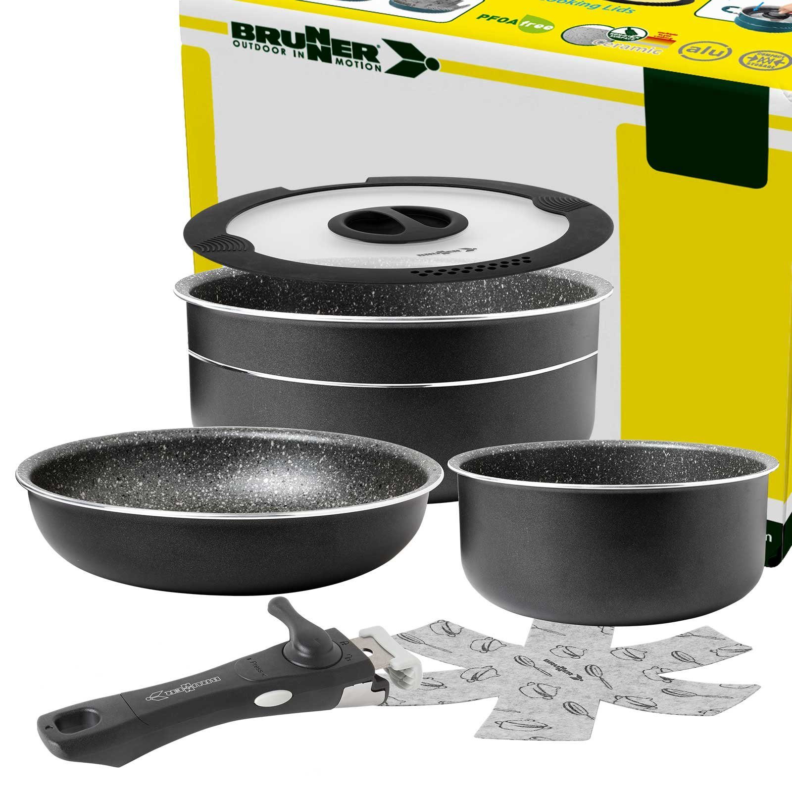 Topf-Set BRUNNER Camping Topfset PIRATE Vacublock Leicht, Stapelbar, Alu