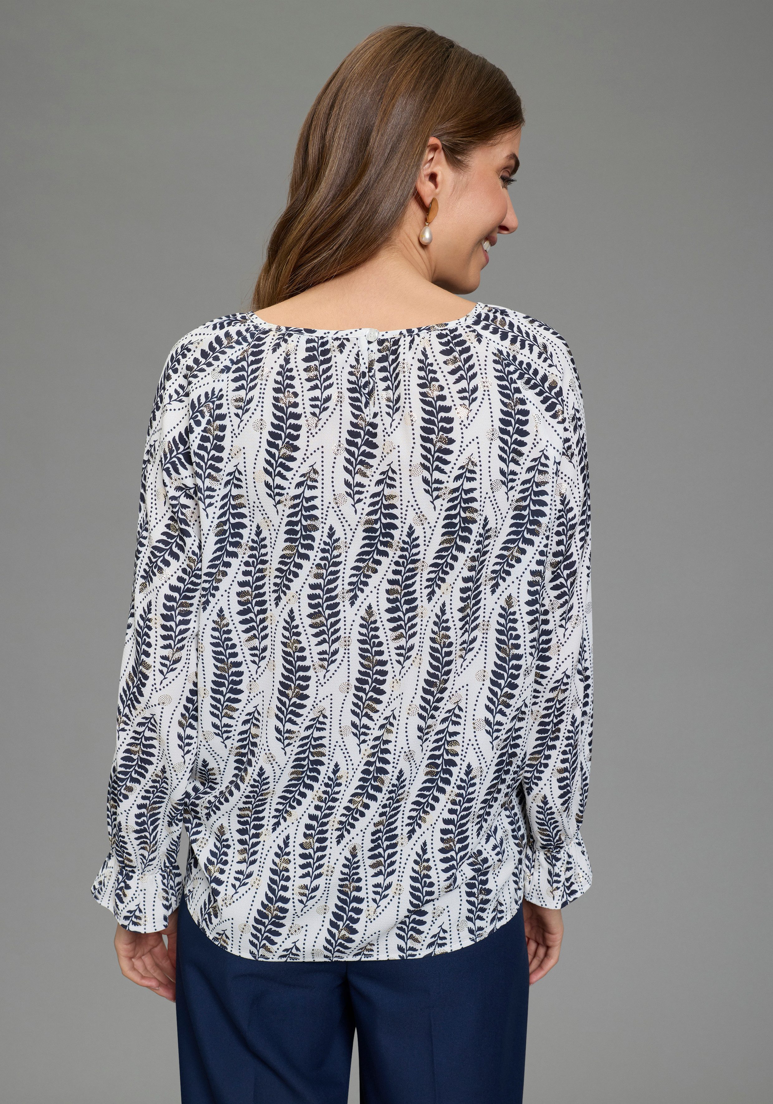Laura Scott Schlupfbluse im femininen Look, bedruckt mit kleinen, goldfarbenen Details