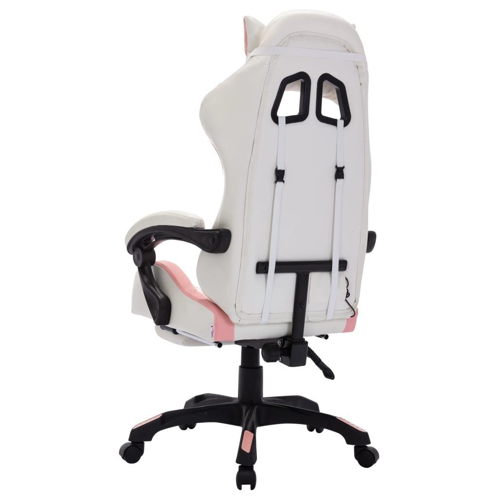 vidaXL LED-Leuchten Rosa RGB mit und Rosa Gaming-Stuhl (1 St) und Weiß Weiß | Bürostuhl und Rosa Weiß Kunstleder
