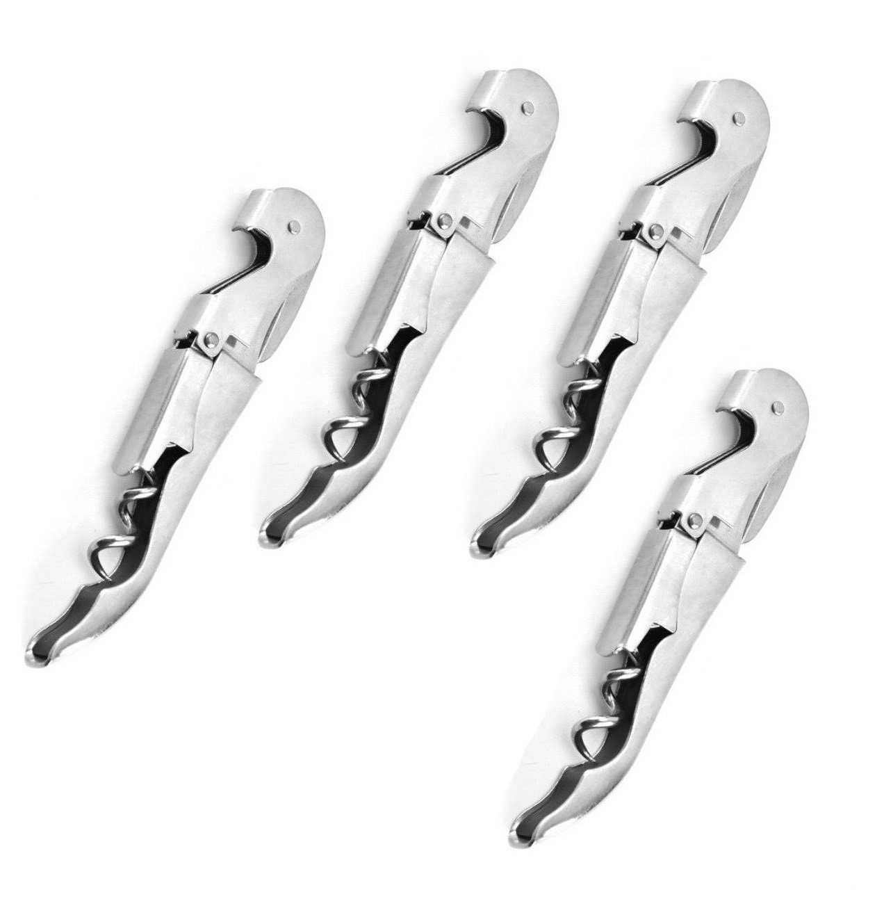 Pizzaschneider 4er Pack Korkenzieher Wein aus Edelstahl Kellnermesser Wein Öffner
