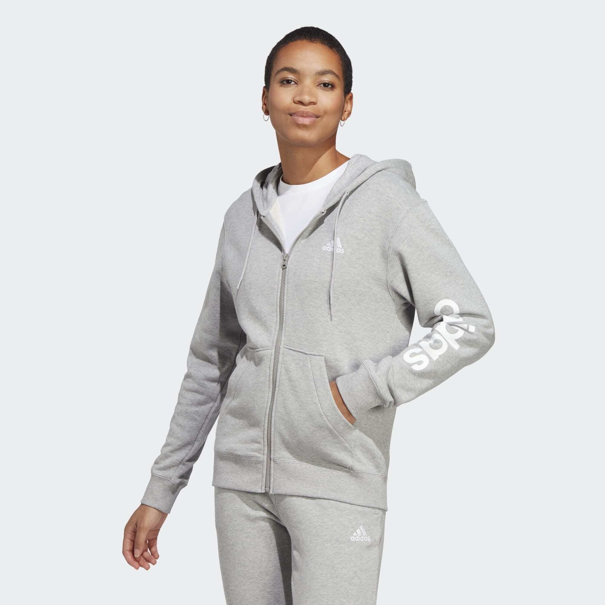 adidas Sportswear Hoodie ESSENTIALS LINEAR FRENCH TERRY KAPUZENJACKE Medium Grey Heather / White