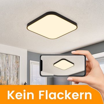 Nettlife LED Deckenleuchte Panel Decklampe Schwarz Flach 19W 27cm IP44, wasserdicht, LED fest integriert, Warmweiß, für Schlafzimmer Wohnzimmer Küche