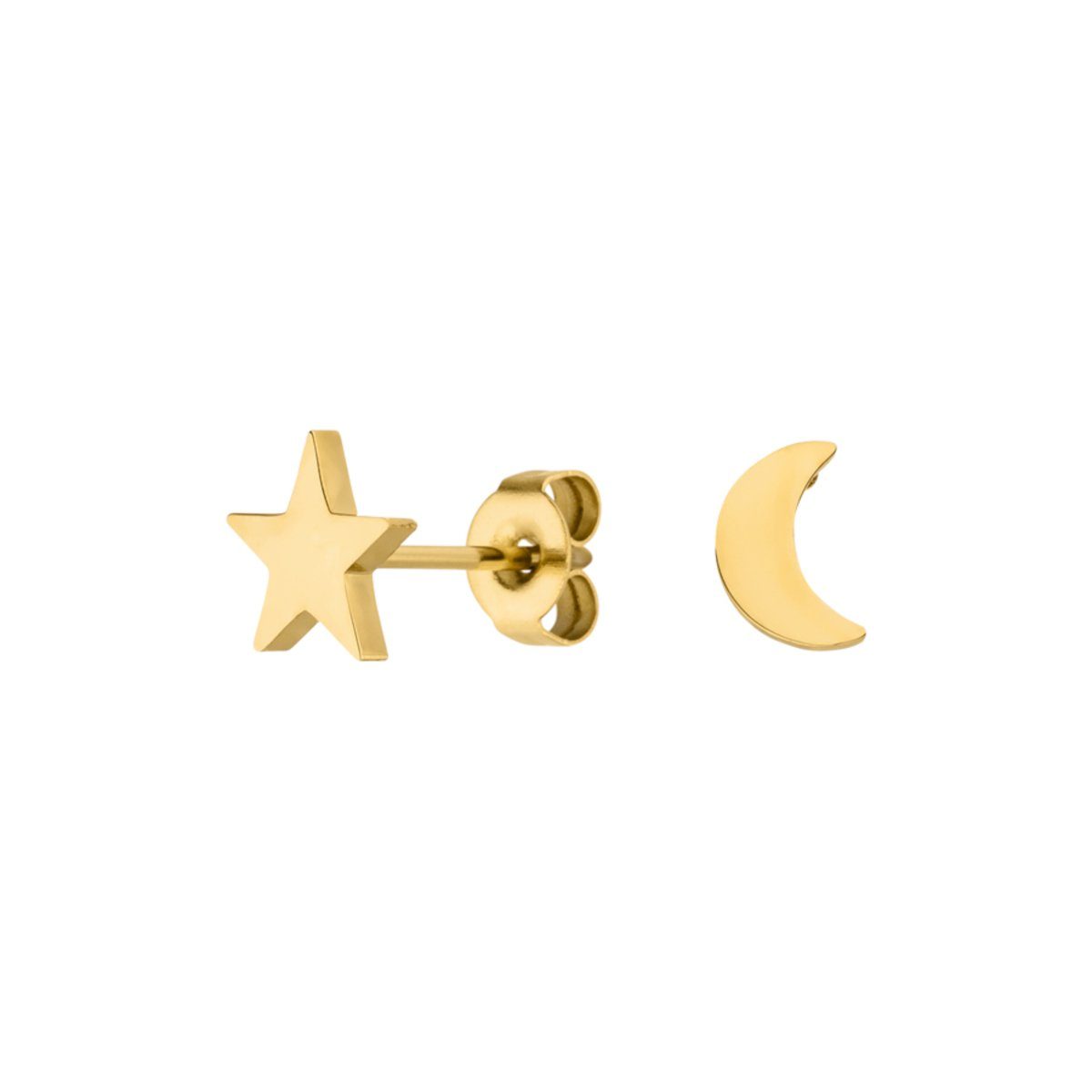 LUUK LIFESTYLE Paar Ohrstecker Mond und Stern, wasserfest &  alltagstauglich, hautverträglich, modernes Design, inklusive schöner  Schmuckbox