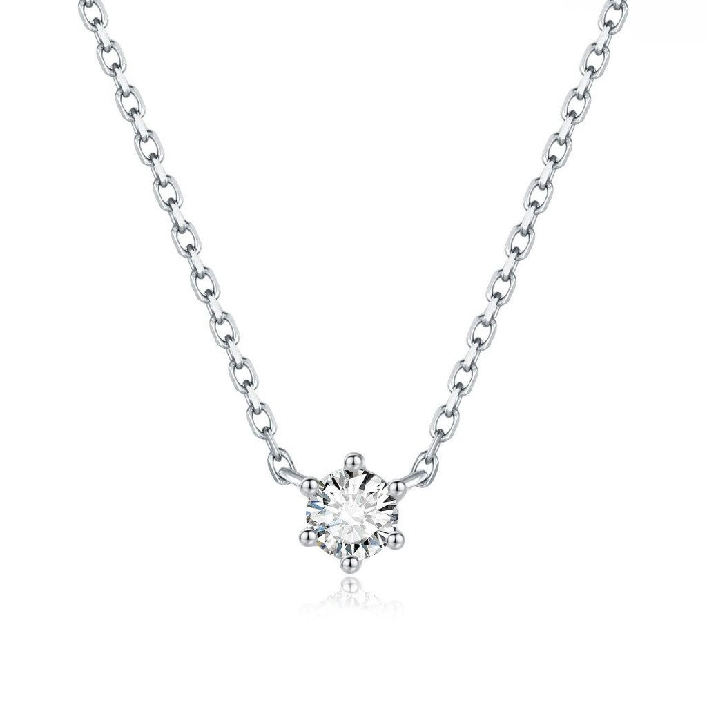 Sternvoll Goldkette 18K Weißgold Solitär Collier 0.35 ct Diamant G/VS IGI-z günstig online kaufen