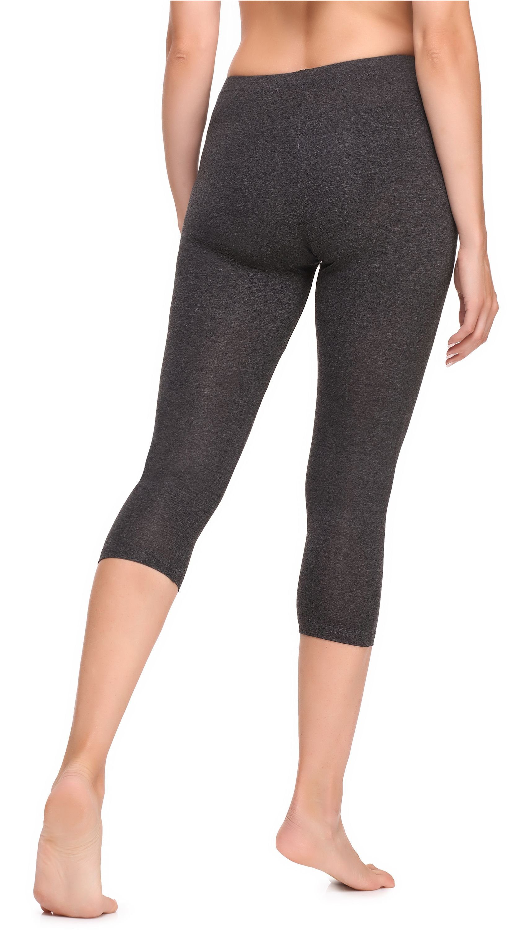 Ladeheid Leggings Damen LA40-202 Dunkelmelange elastischer 3/4 Leggings Viskose Bund aus (1-tlg)