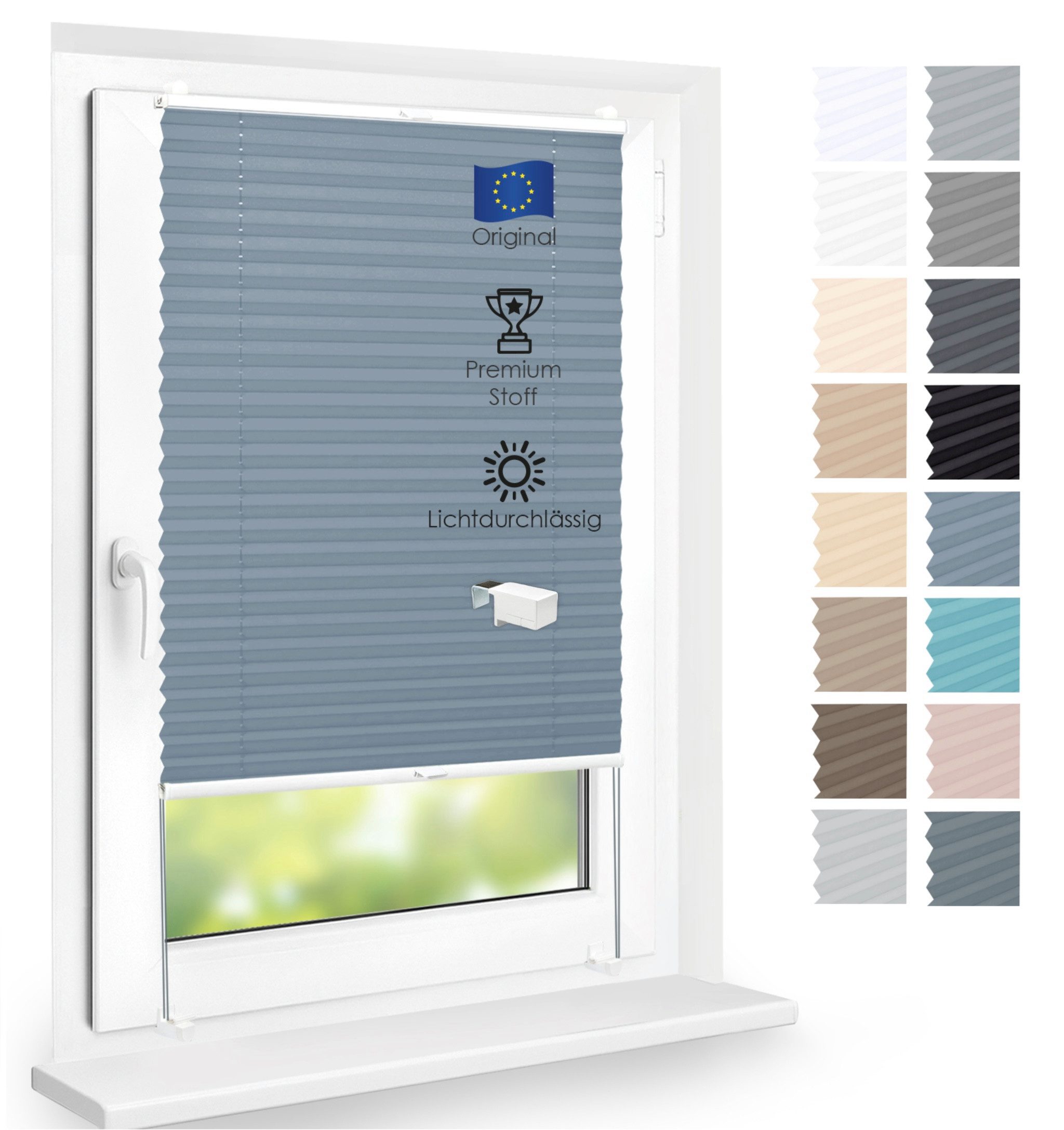 DomDeco Plissee Premium Plissee ohne Bohren, Sichtschutz, lichtdurchlässig, blickdicht, Klemmfix, Klemmfix, UV-beständig, modernes Design, stufenlos